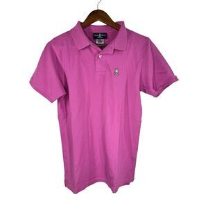 Psycho Bunny Polo Shirt Mens‎ Pink Knit Cotton Button Size 4 B6k001A1PC